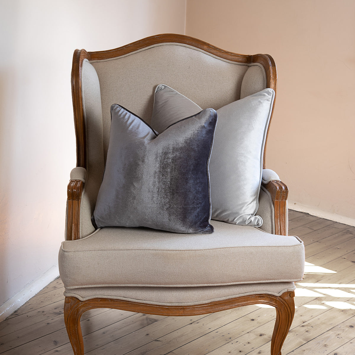 Velvet Feather Filled Cushion - Iron