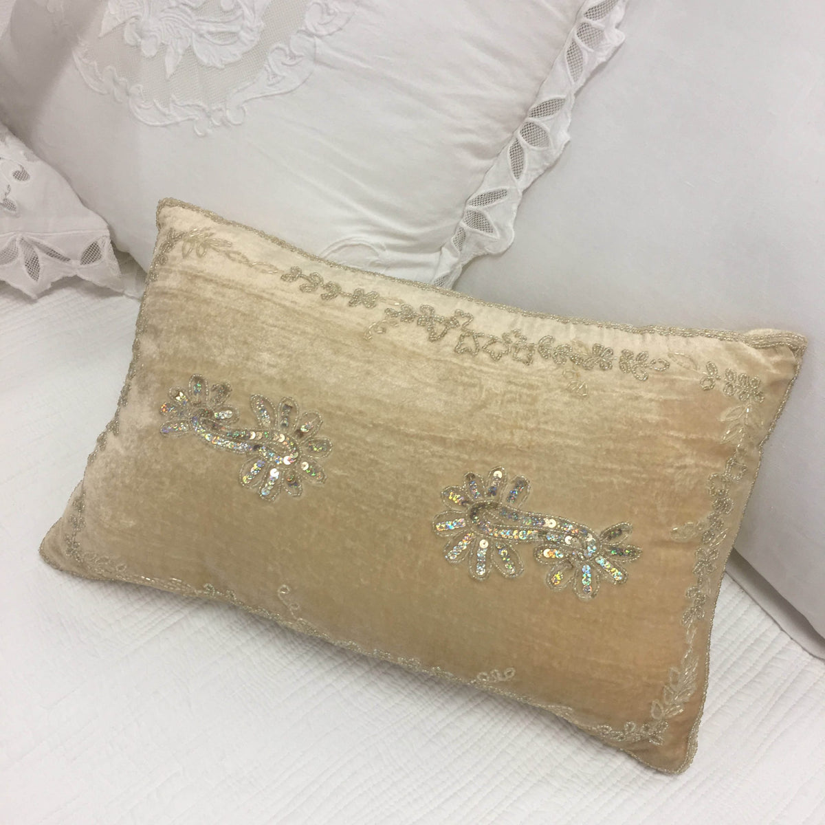 Velvet Prefilled Cushion - Beige