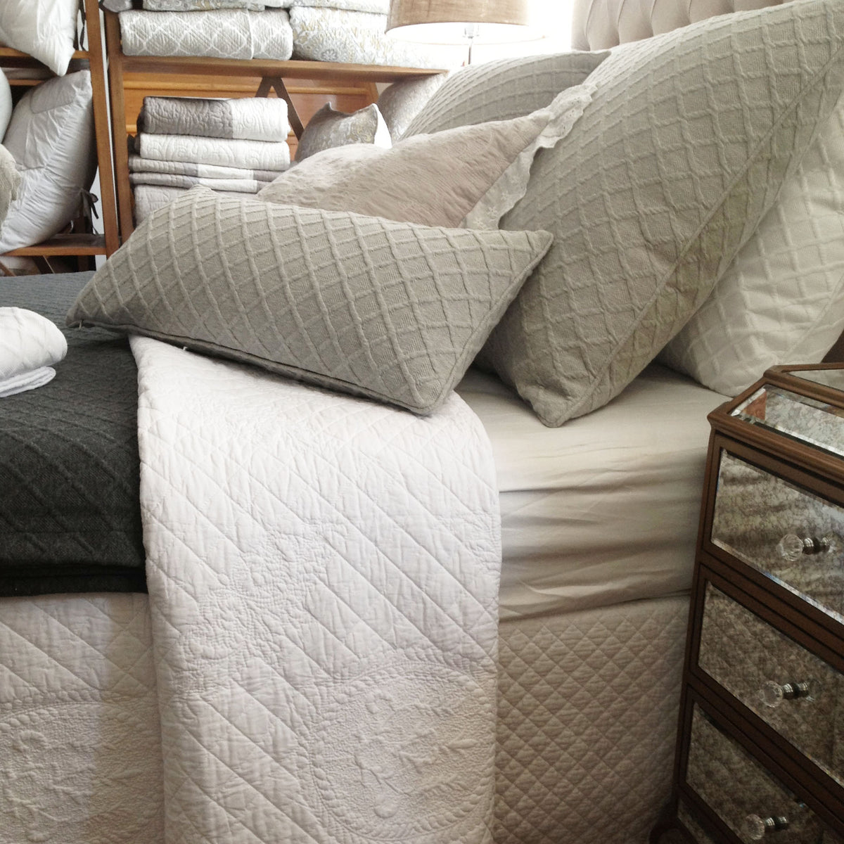 Marcelle Prefilled Oblong Pillow - Ice Grey