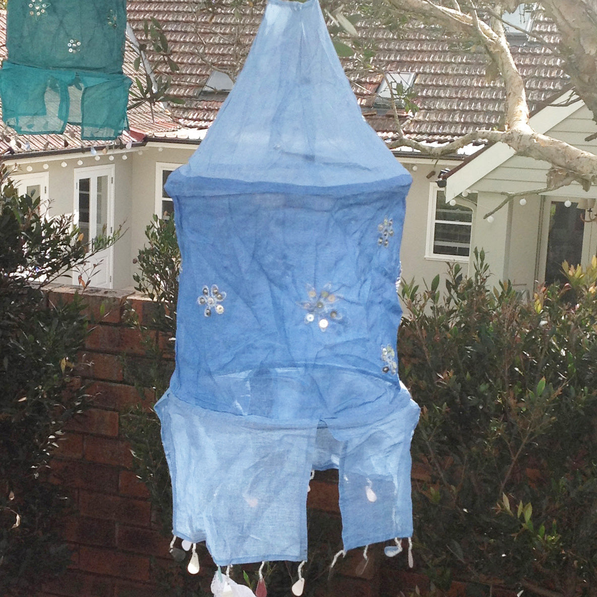 Shimmering Fabric Lantern - Blue