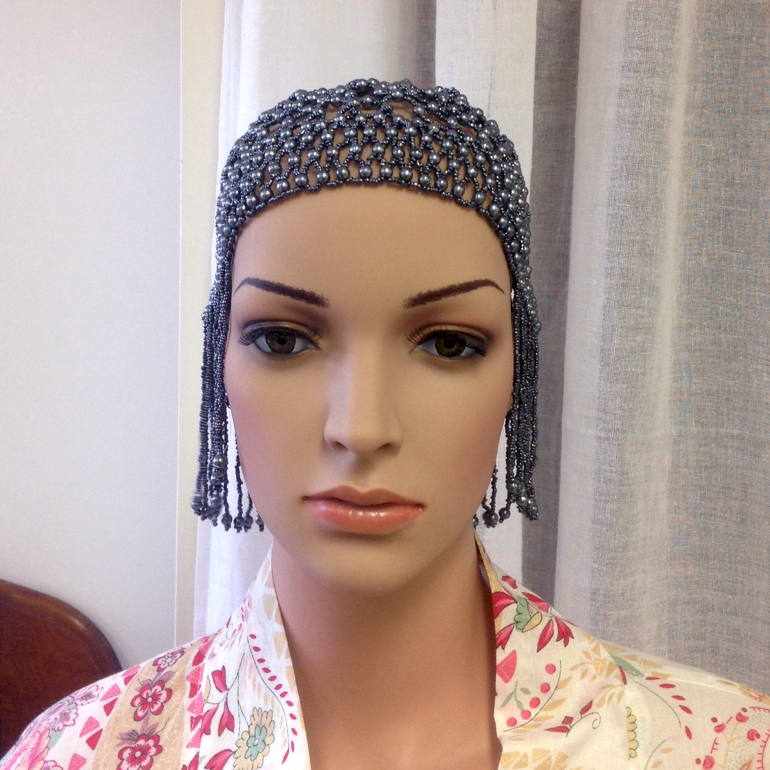 Beaded Cap - Grey