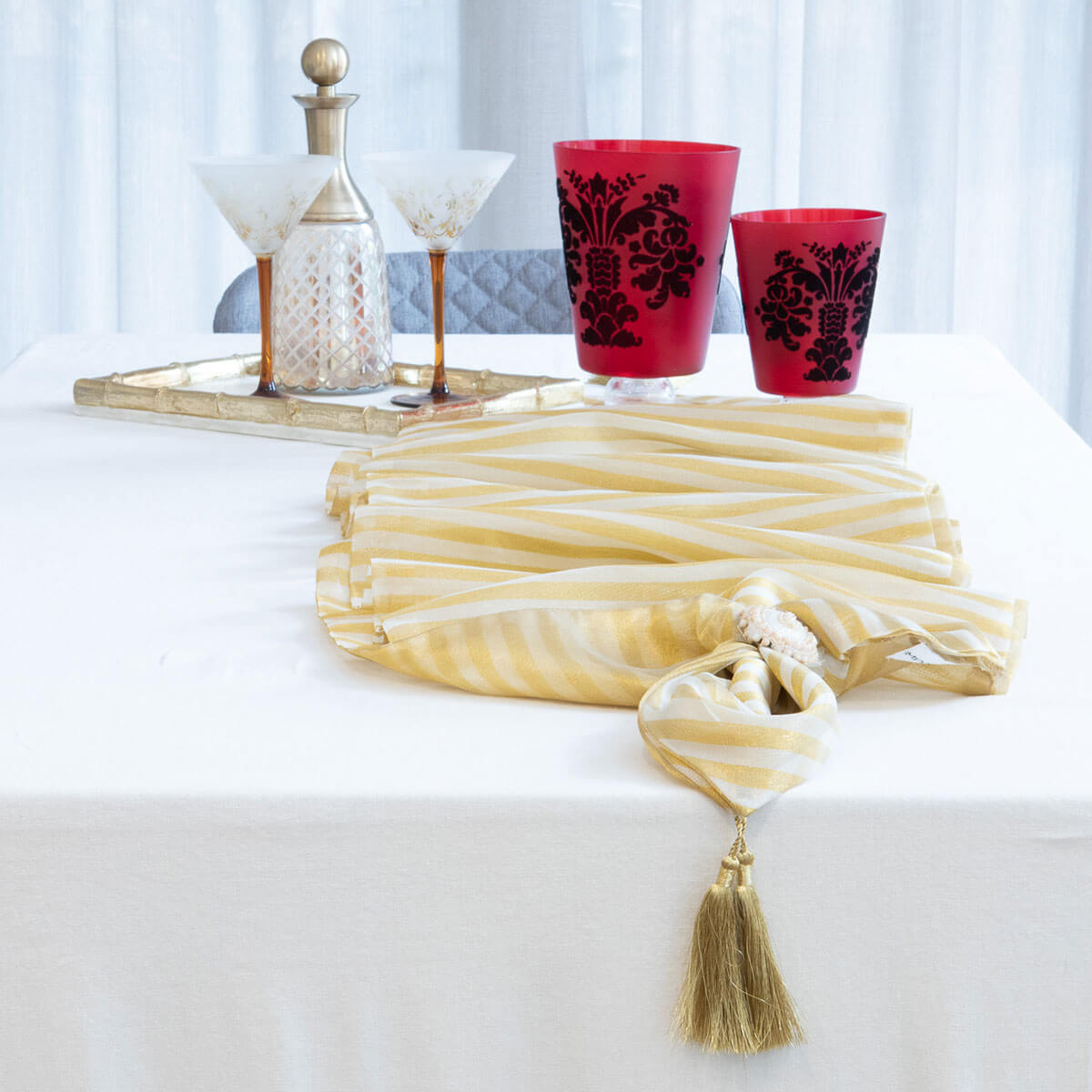 Runner Organza Gold & Cream