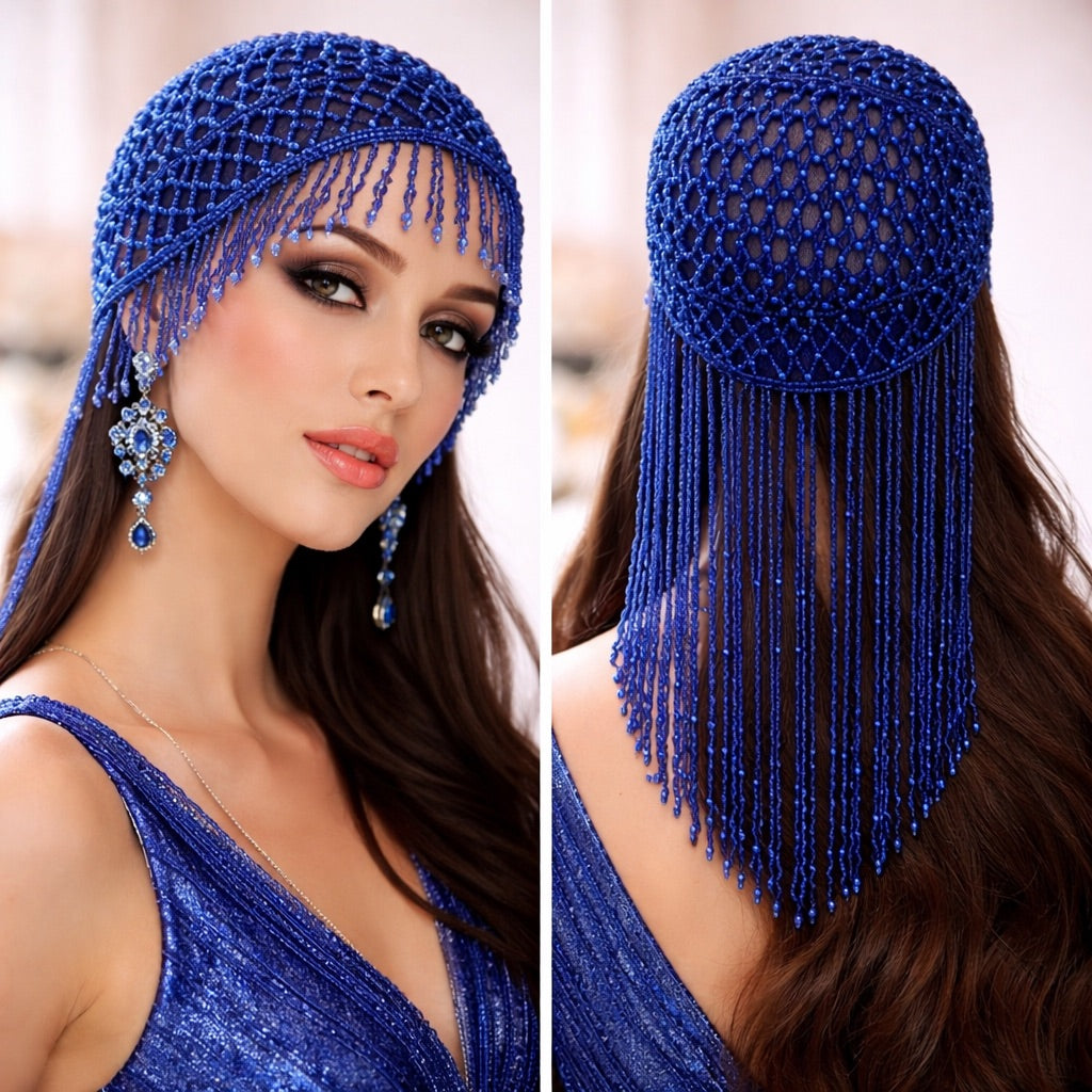 Beaded Cap - Blue