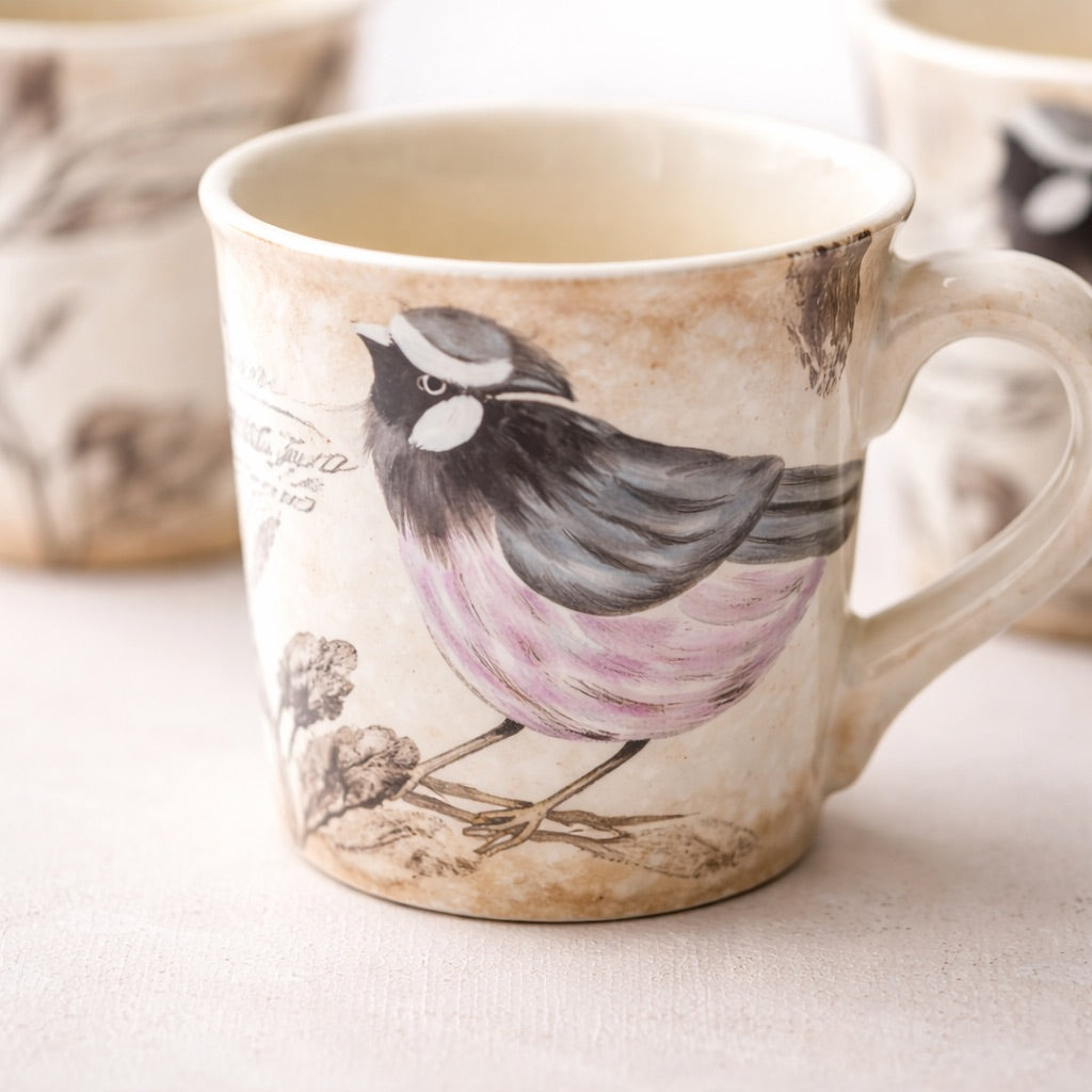 Bella Bird Mugs Set - Grey