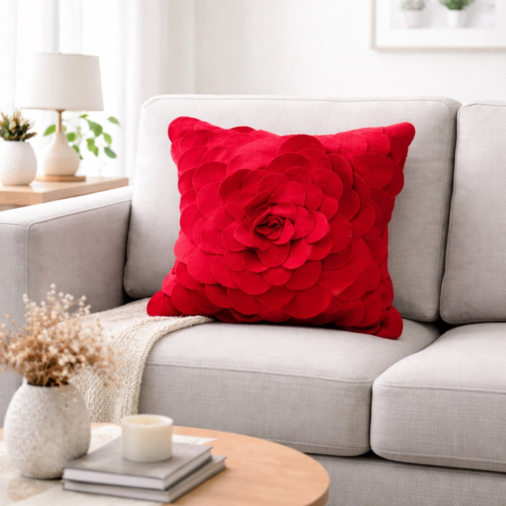Rose Petals Cushion - Red
