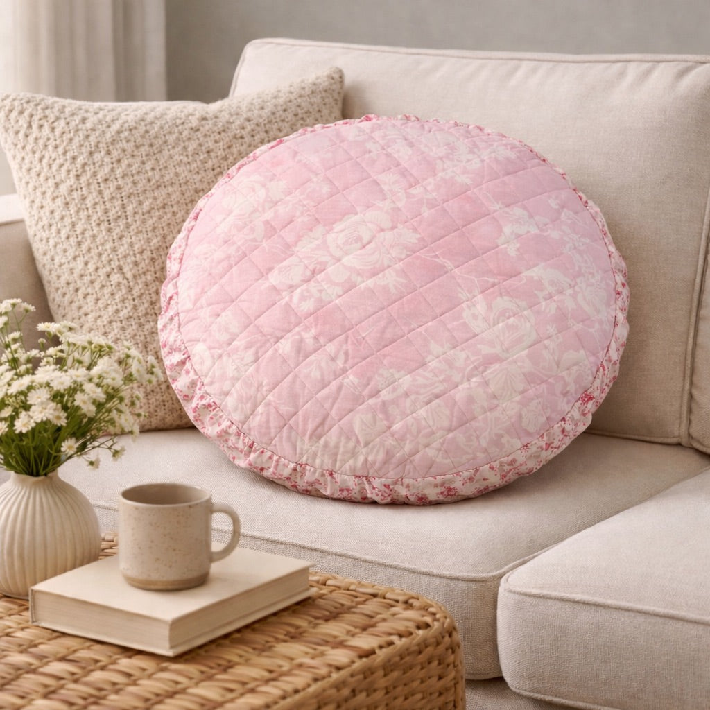 French Rose Deco Cushion - Pink