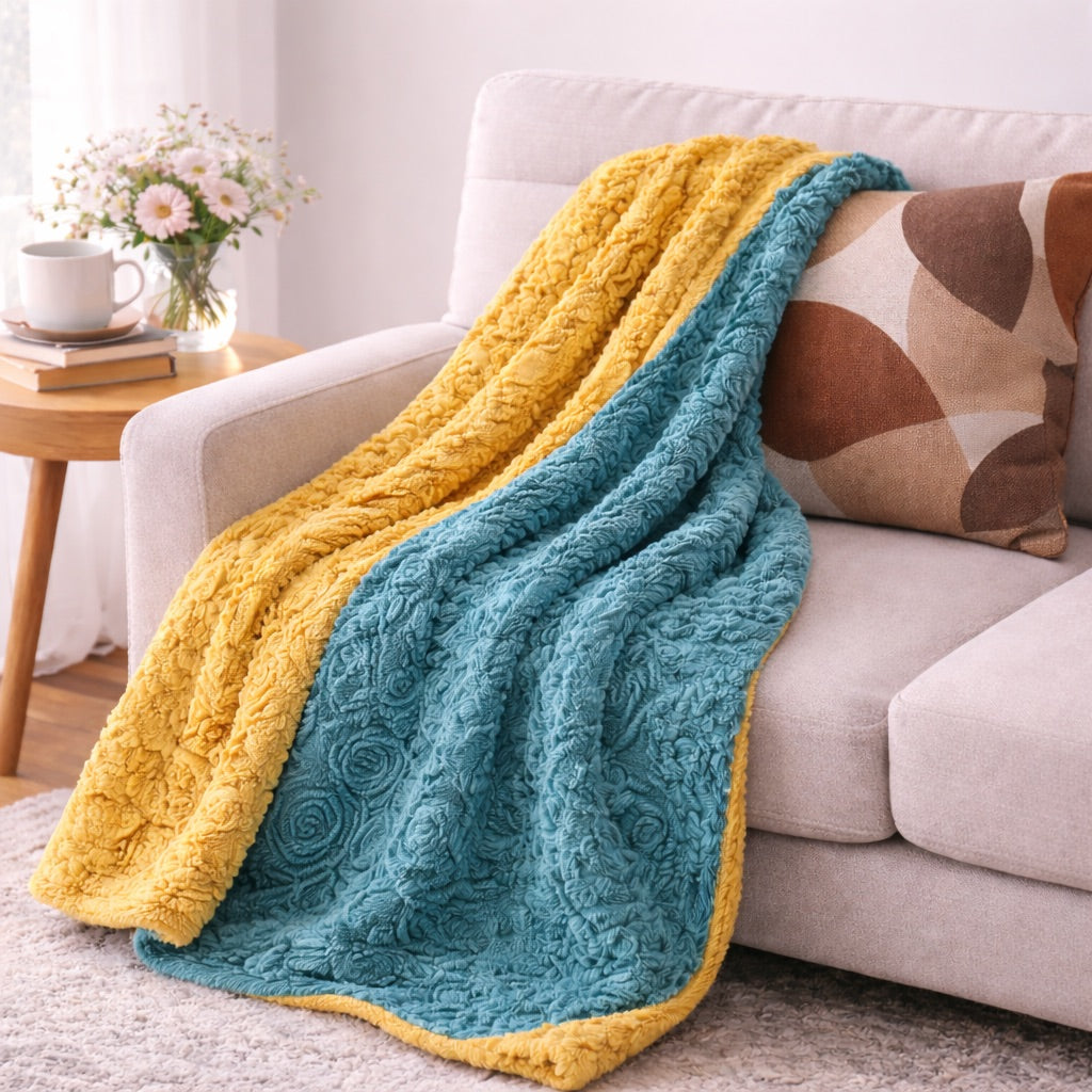 Rose Collection Super Luxurious Cosy Throw - Lemon