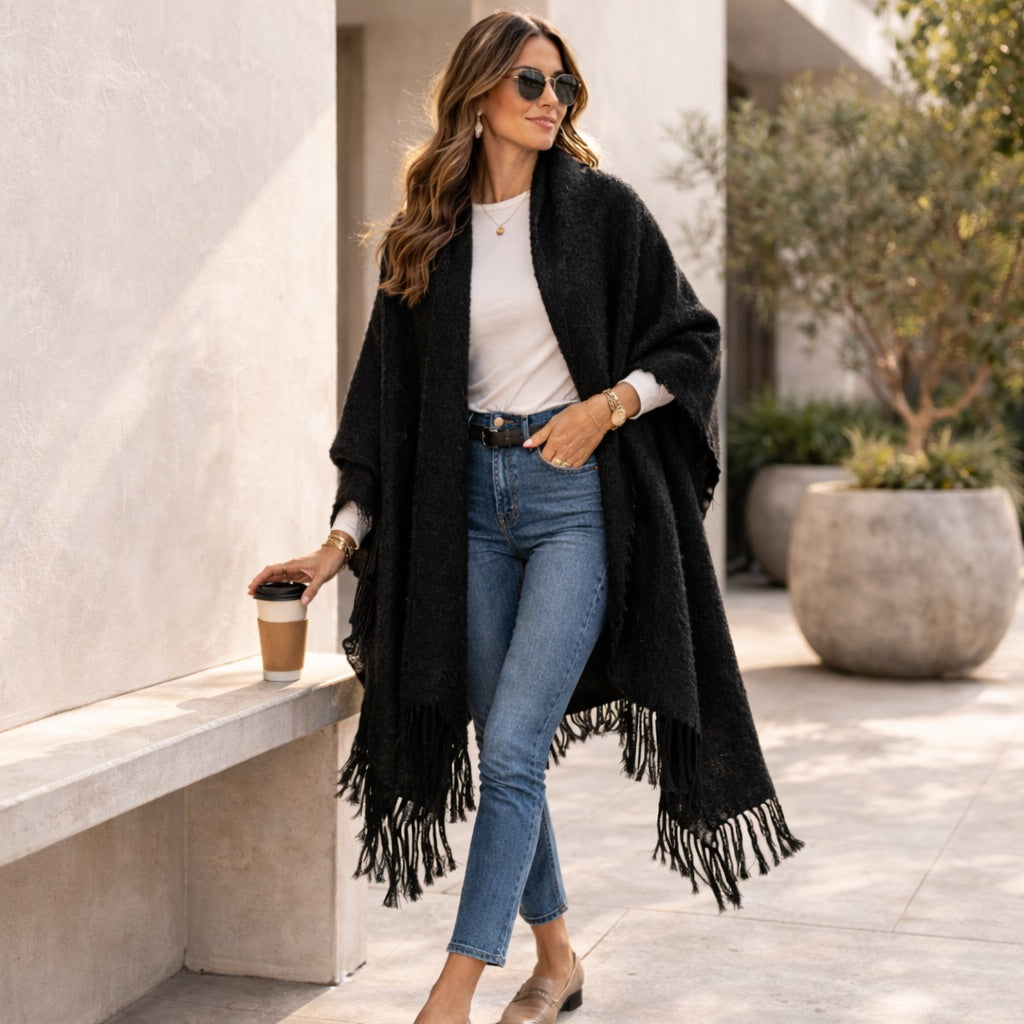 Black Boucle Shawl