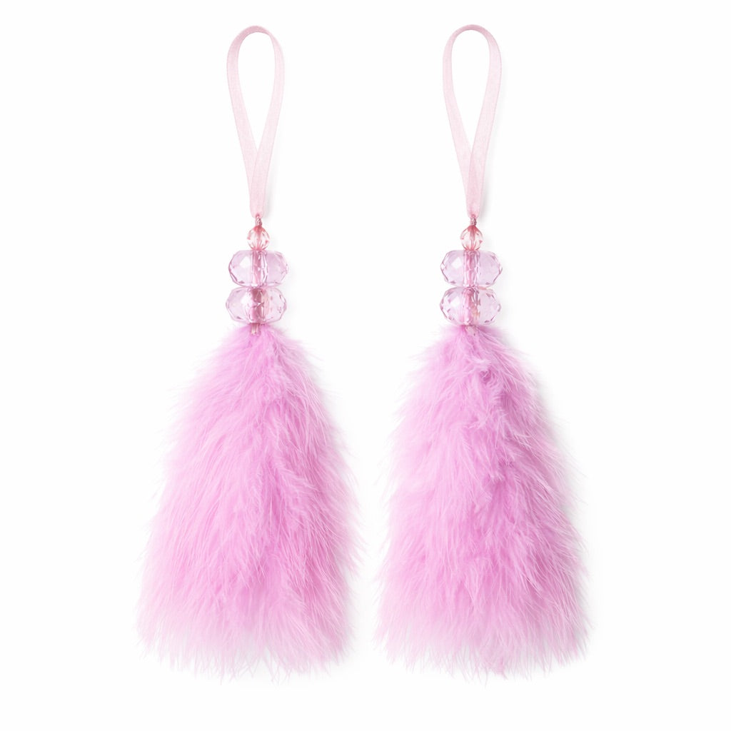 Set of 2 Soft Feather Tassels - Pink