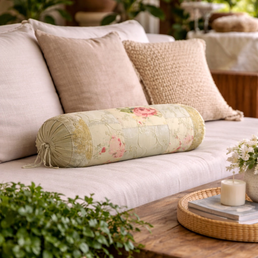 Floral Patch Bolster Prefilled - Green