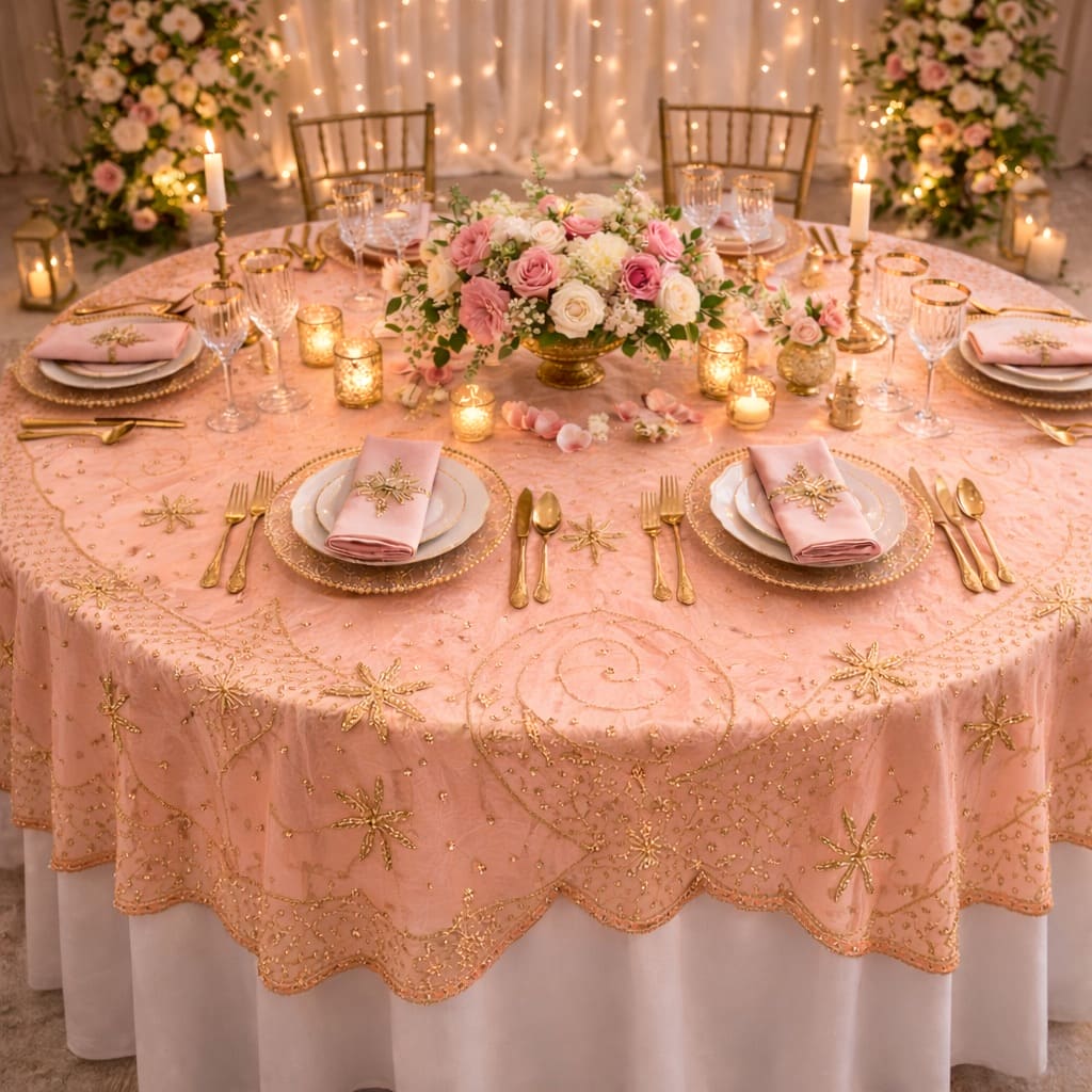 Meher Zardosi Tablecloth - Peach