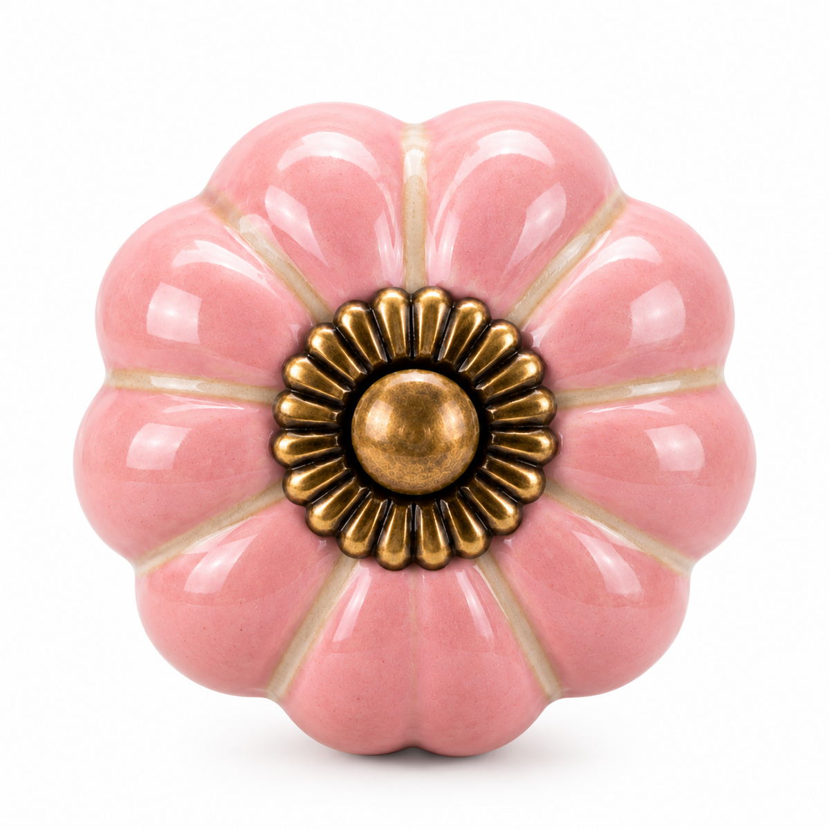 ink Ceramic Flower Knobs – Antique Brass Detail