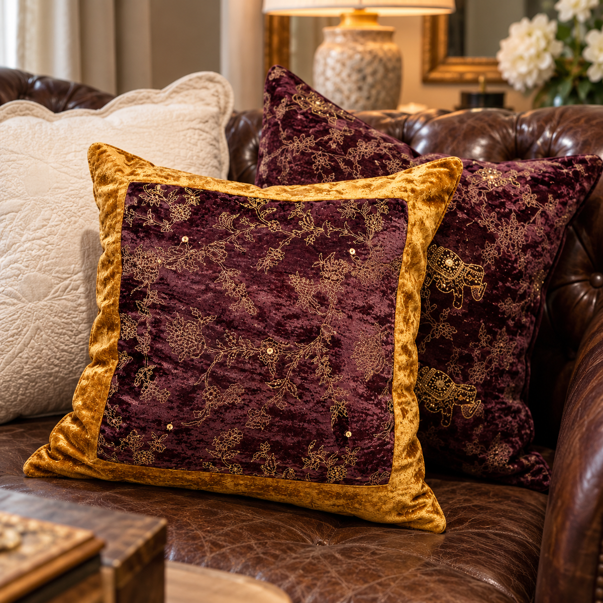 Imperial Velvet Cushion Prefilled – Cocoa – Casa Sereno