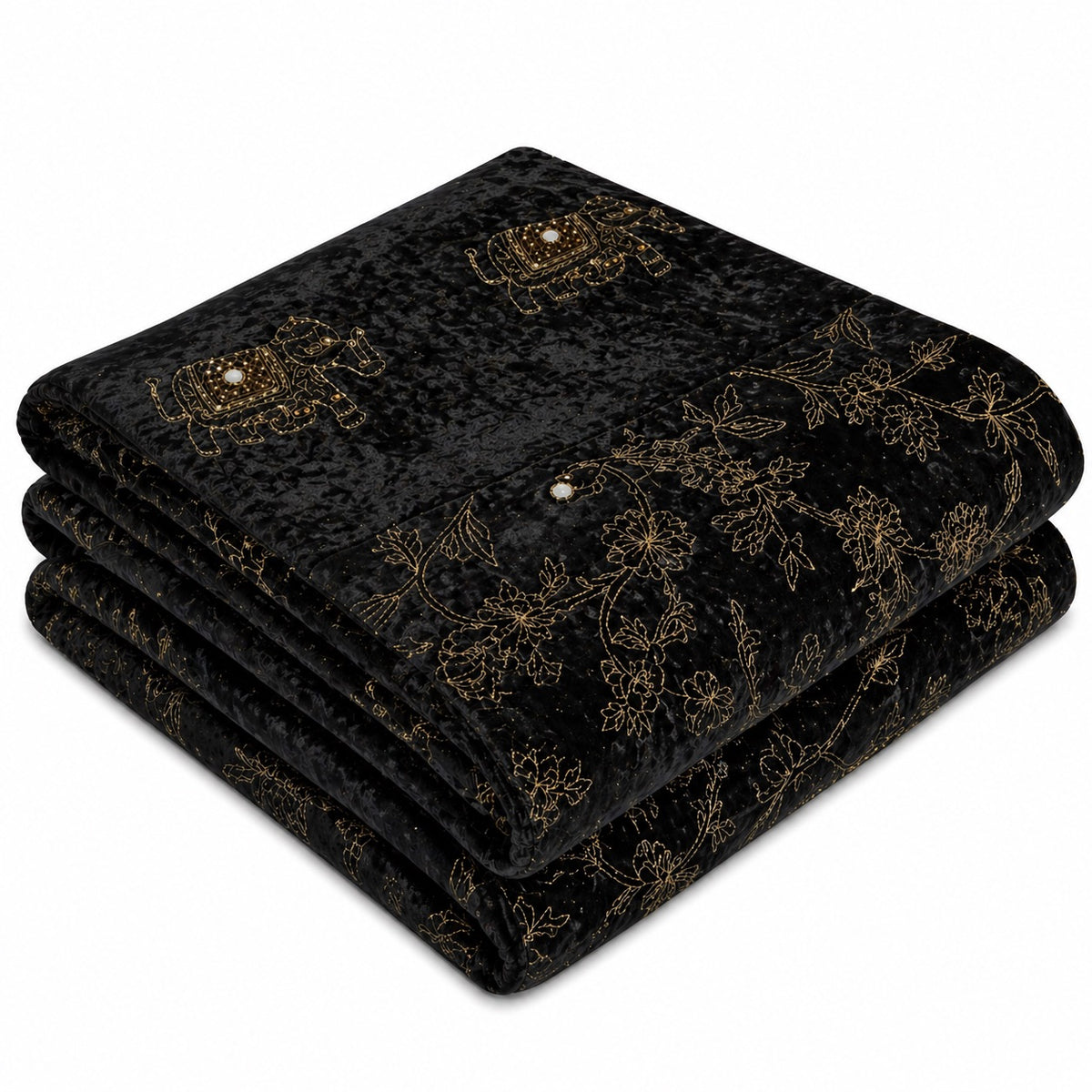 Velour Jaipur Throw - Black
