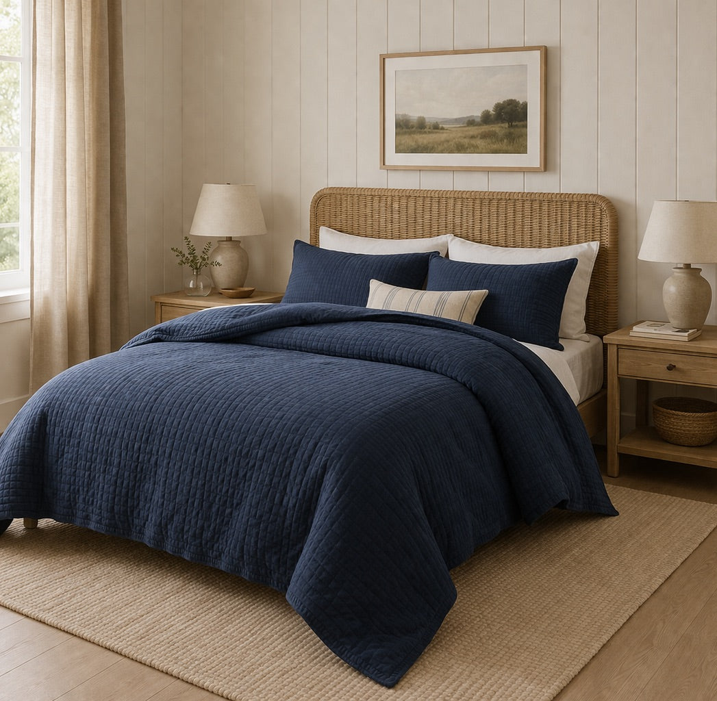 Taj Quilt Cover Set - Navy