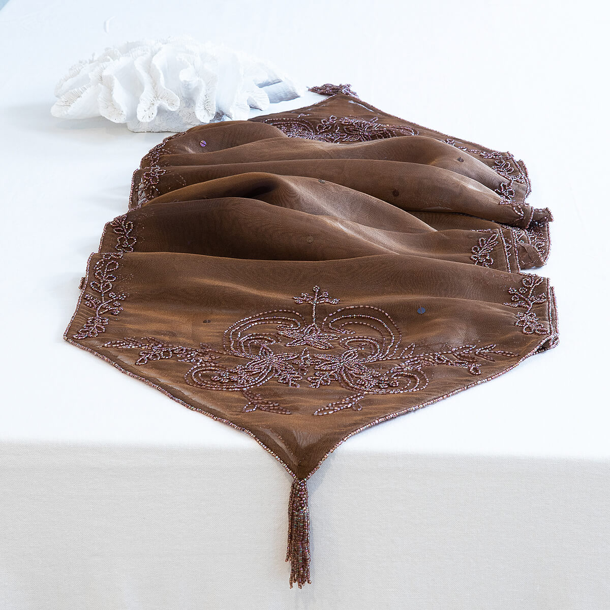 Table Runner Beaded - Brown