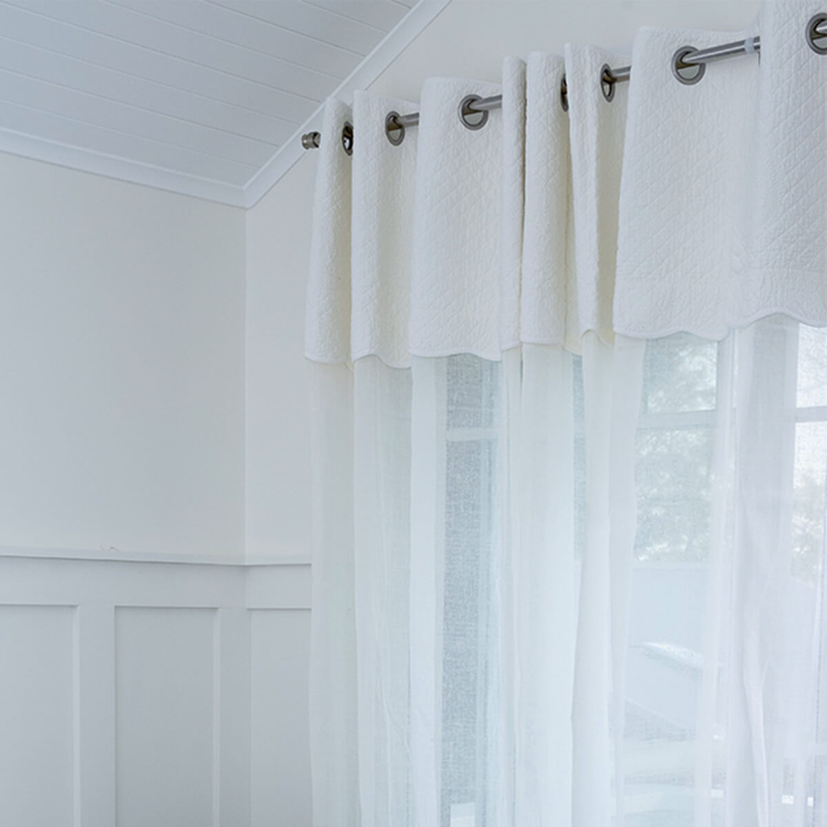 Charlotte Set of 2 Curtains - White