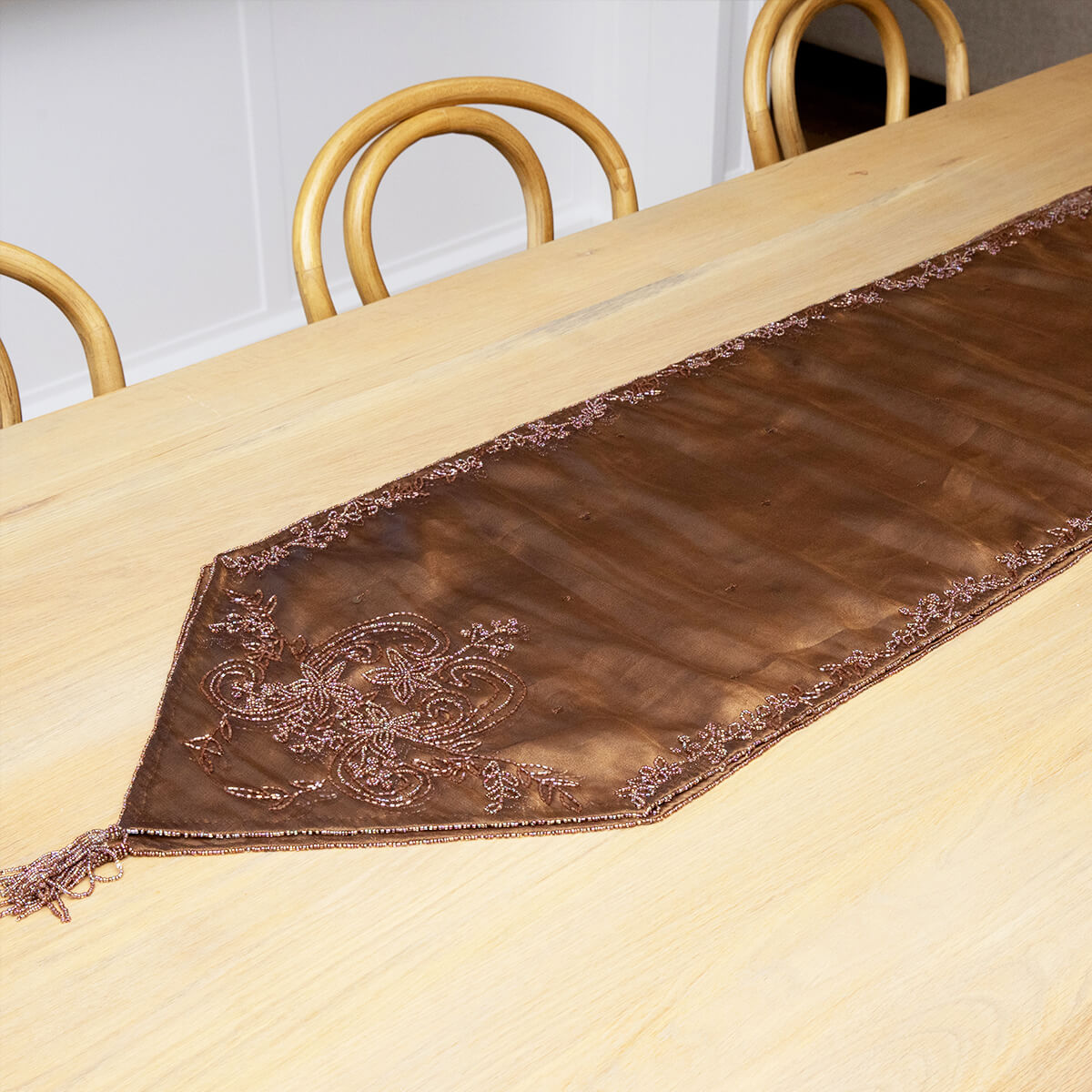 Table Runner Beaded - Brown