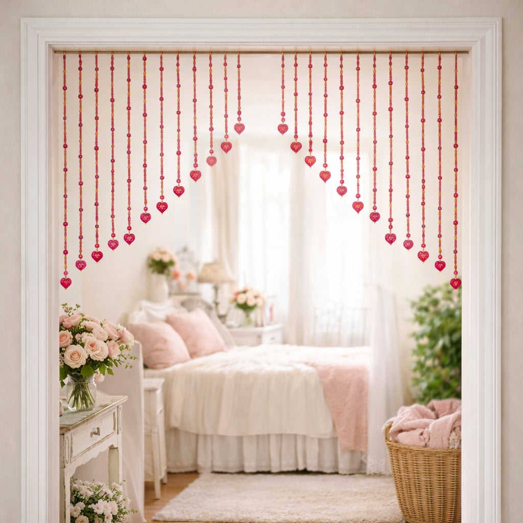 Beaded Doorway Curtain - Rose