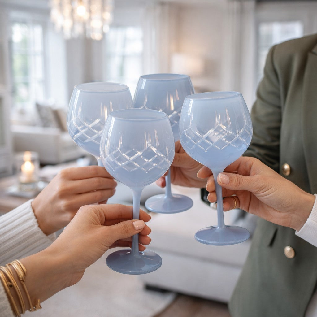 Goblet Wine Glass Set - Blue