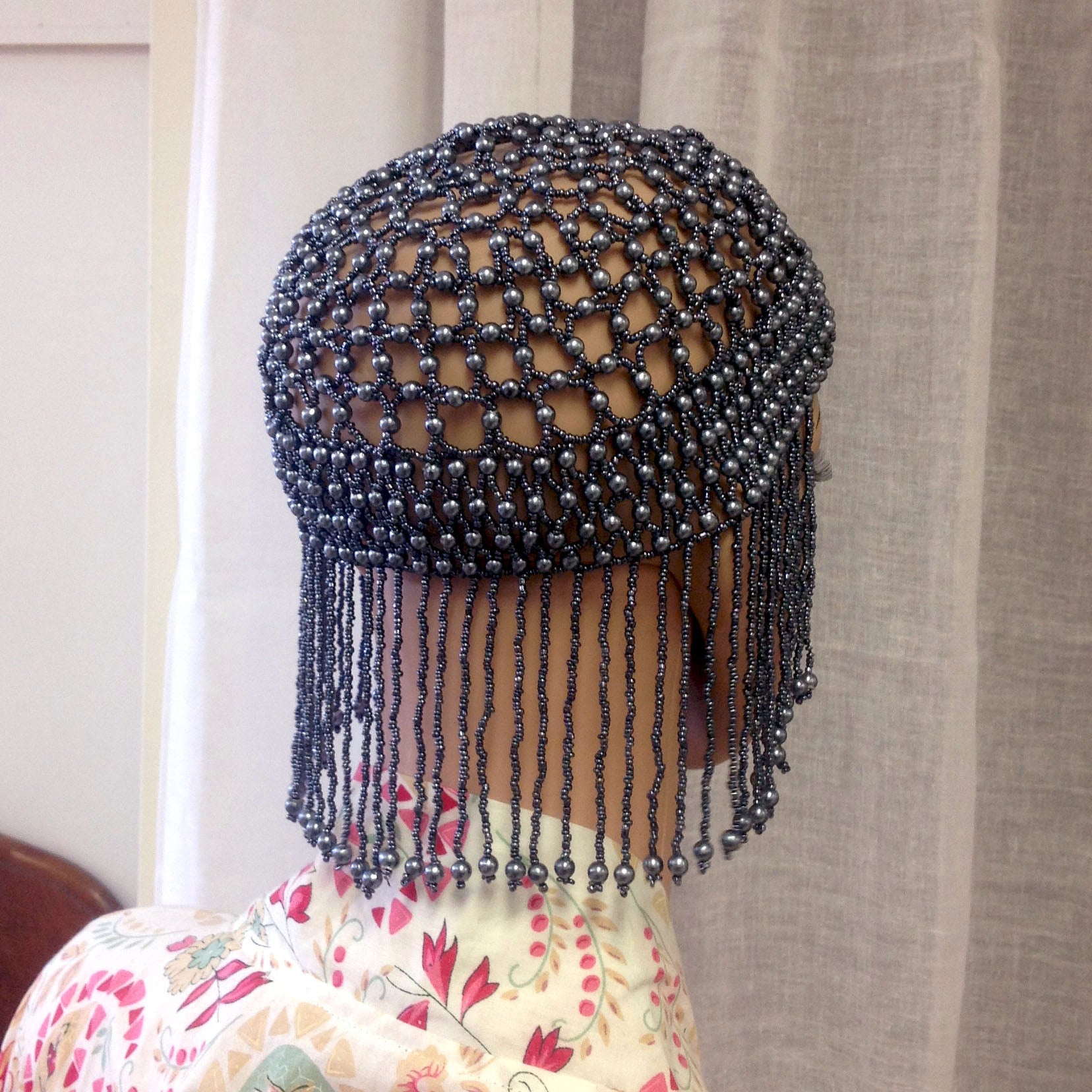 Beaded Cap - Grey