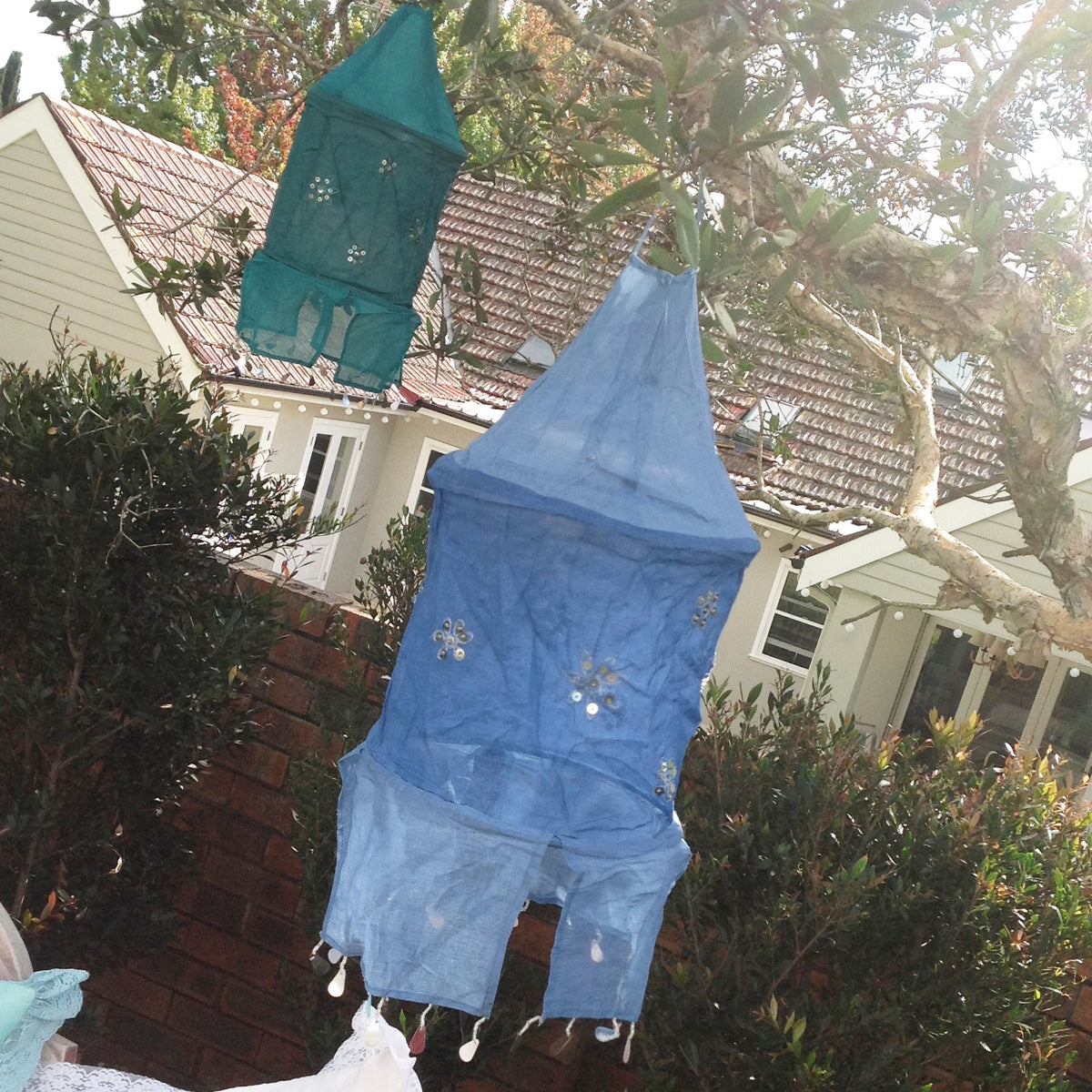 Shimmering Fabric Lantern - Blue