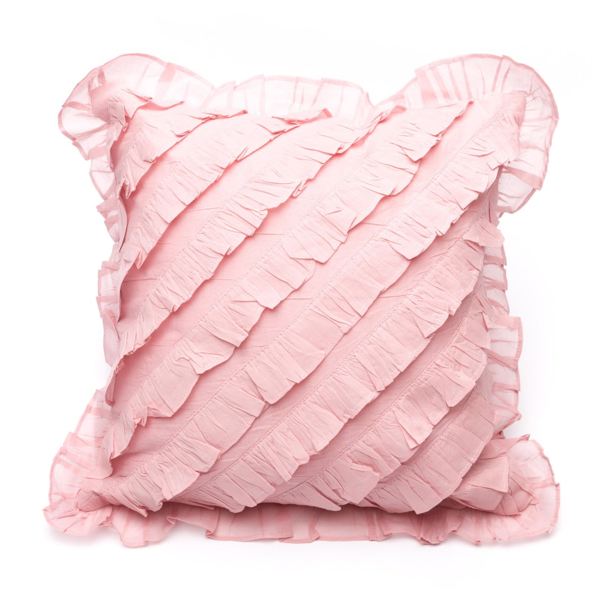 Organdy Ruffle Prefilled Cushion - Pink