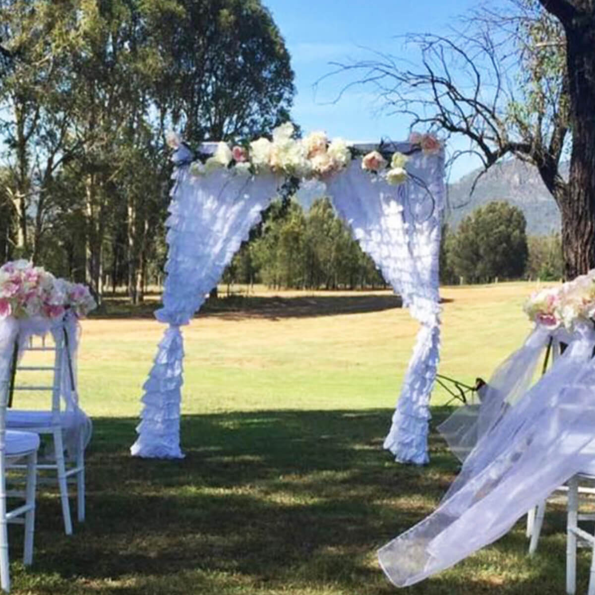 Set of 2 Cascade Curtains - White