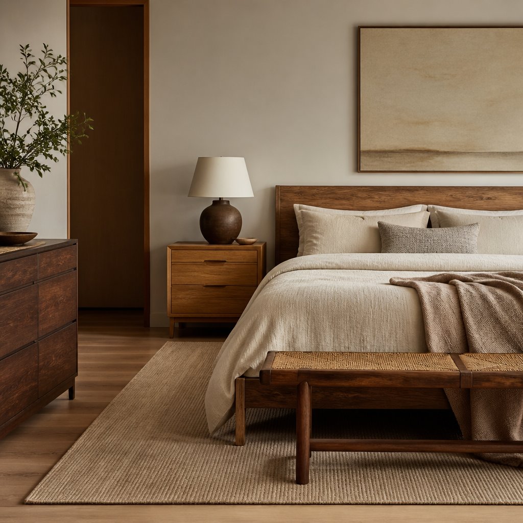 7 Ways to Mix Wood Tones in a Neutral Bedroom