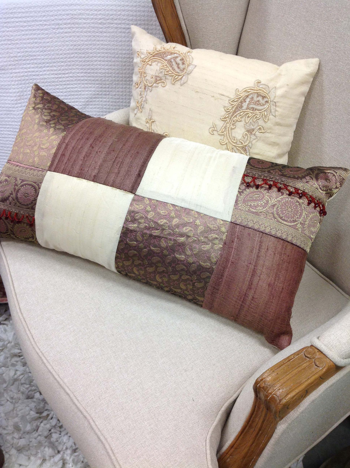 34x68cm Silk Pillow - Beige