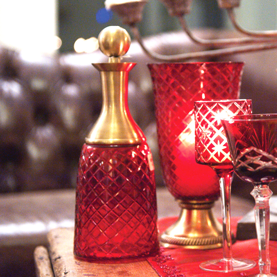 Decanter Ruby with Brass
