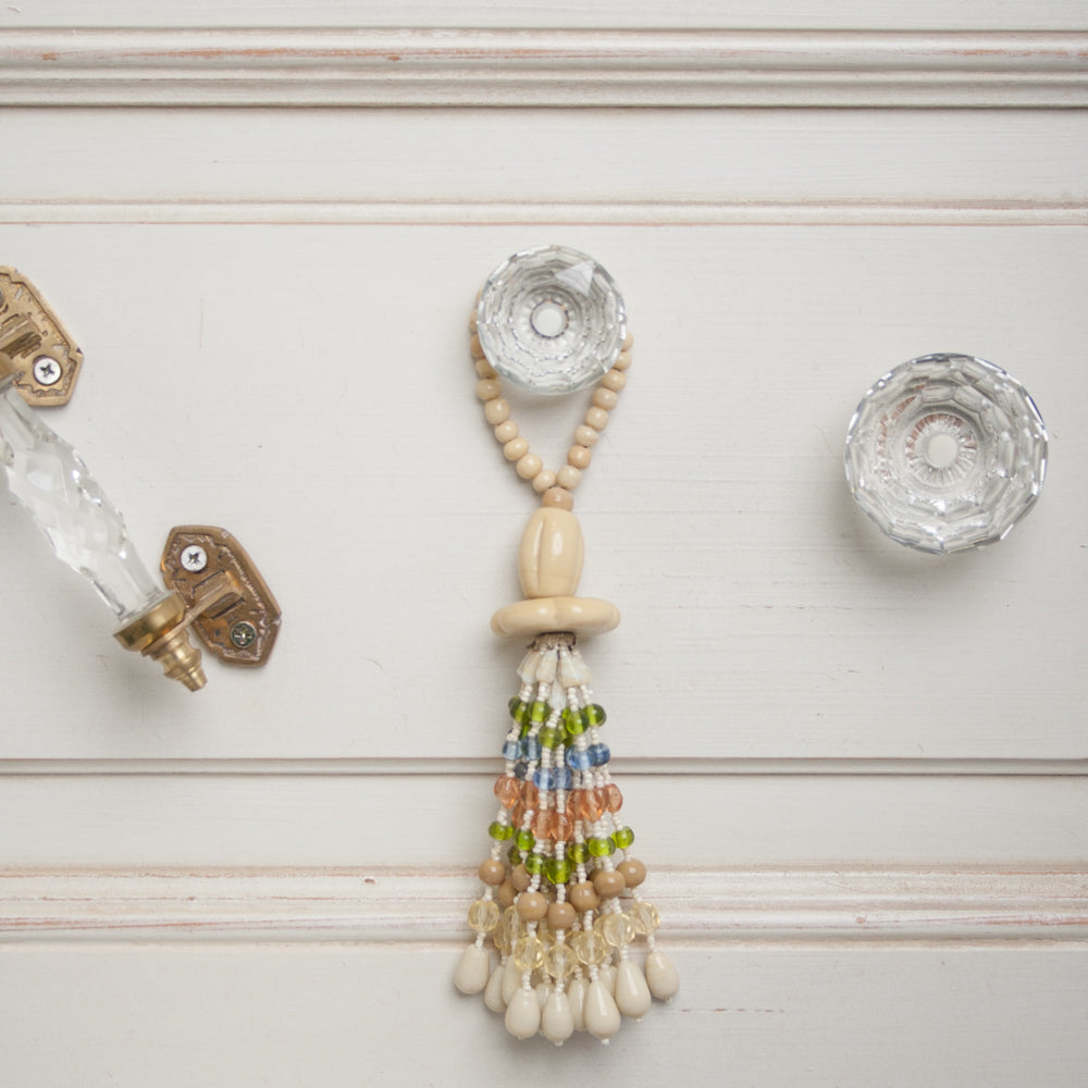 Set of 2 Beaded Tassel - Beige