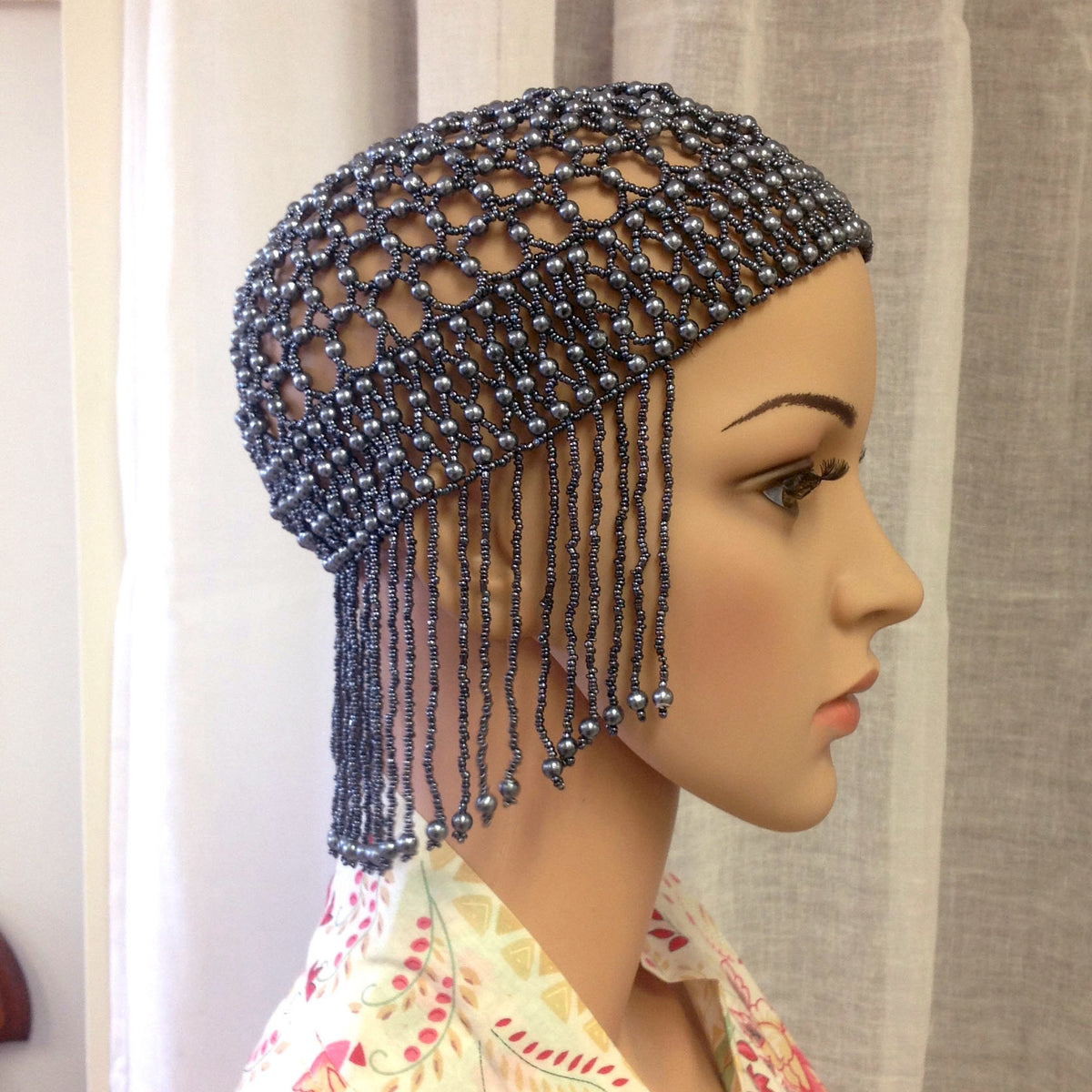 Beaded Cap - Grey