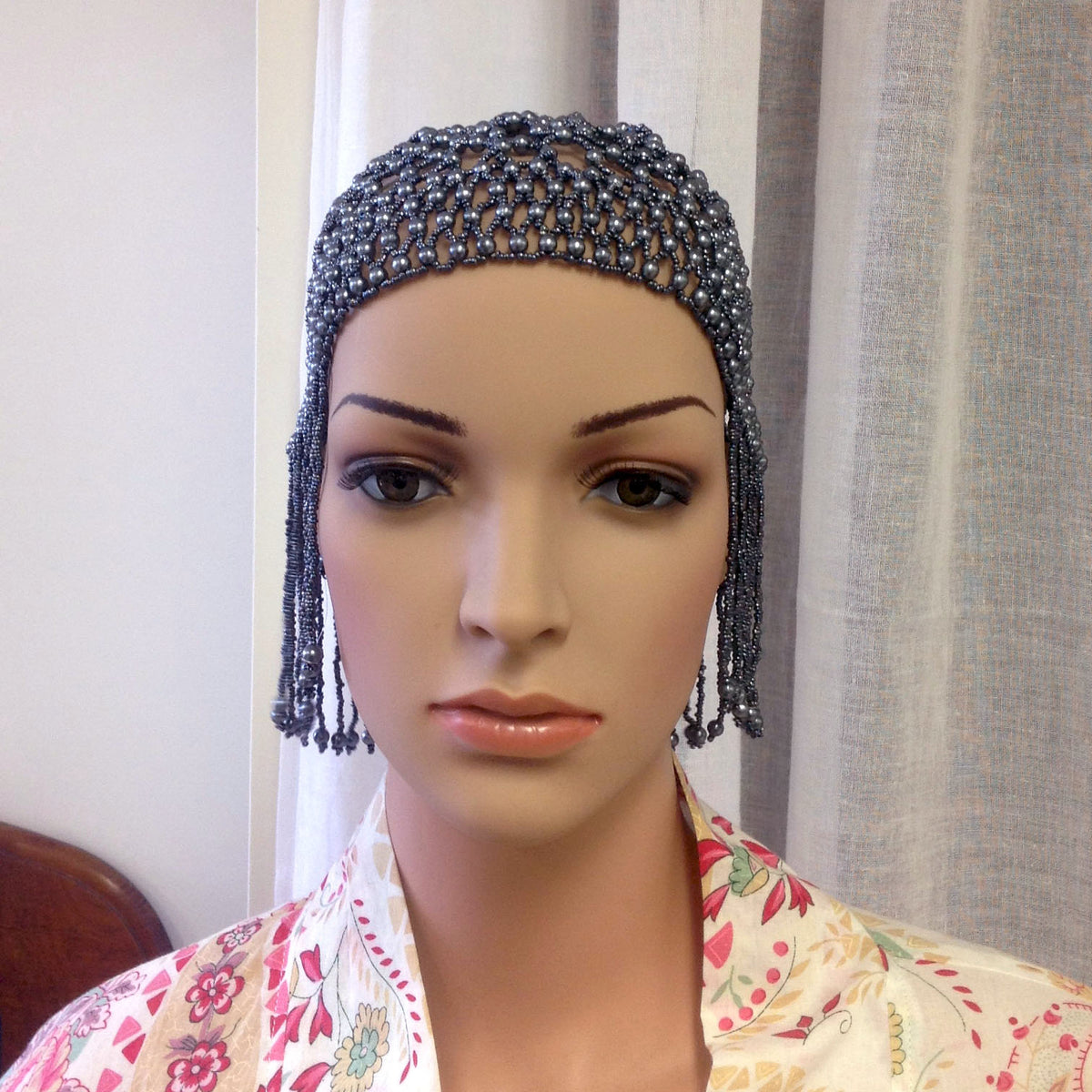 Beaded Cap - Grey