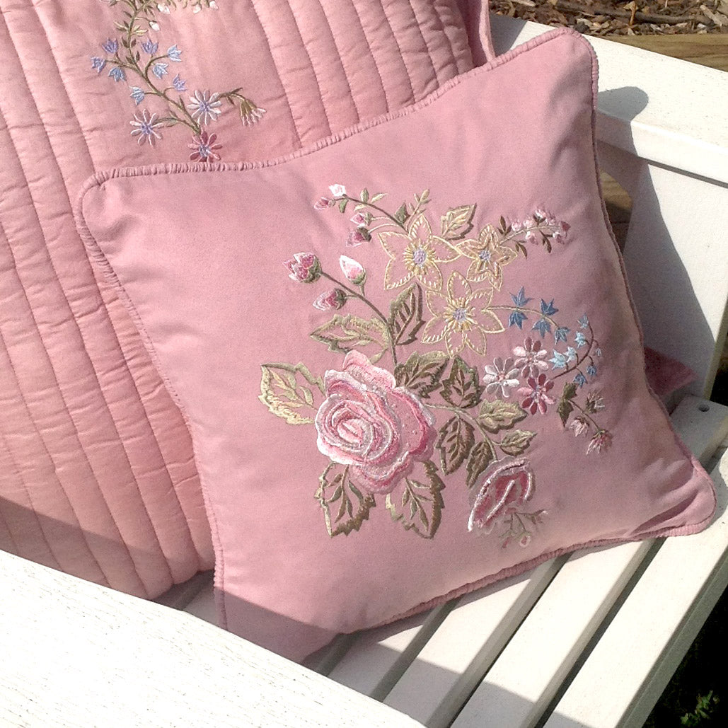Embroidered Suede Cushion