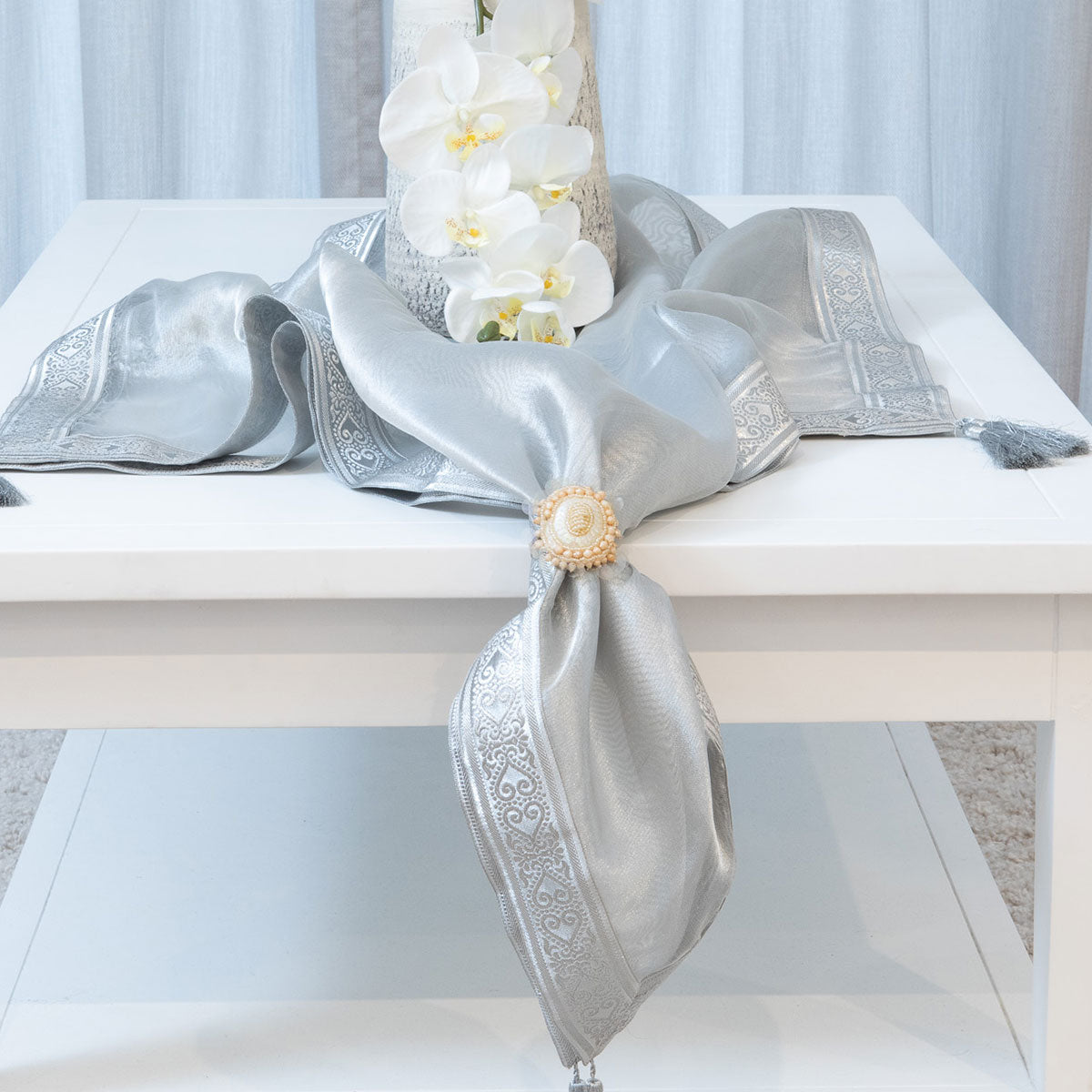 Organza Table Topper - Silver