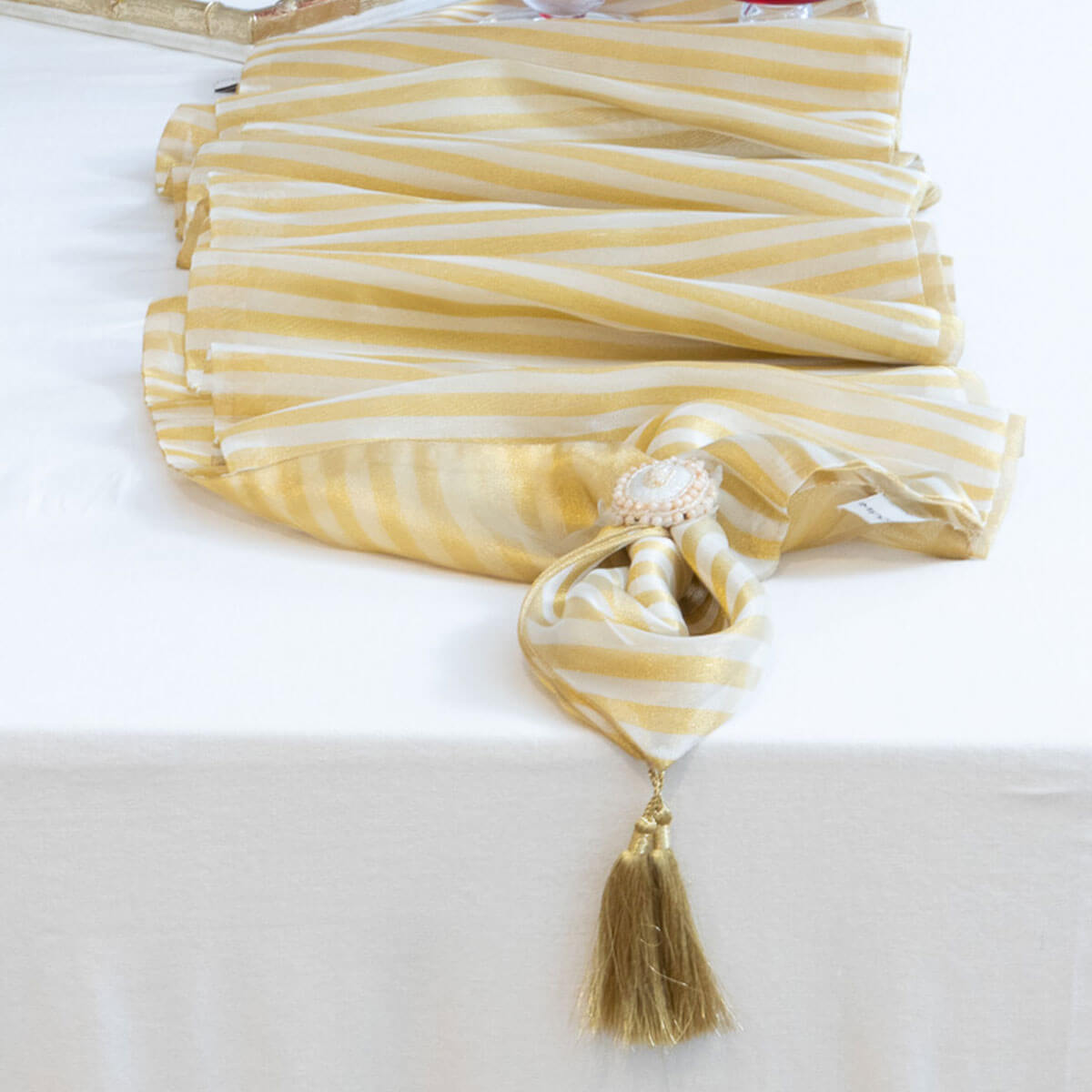Runner Organza Gold & Cream