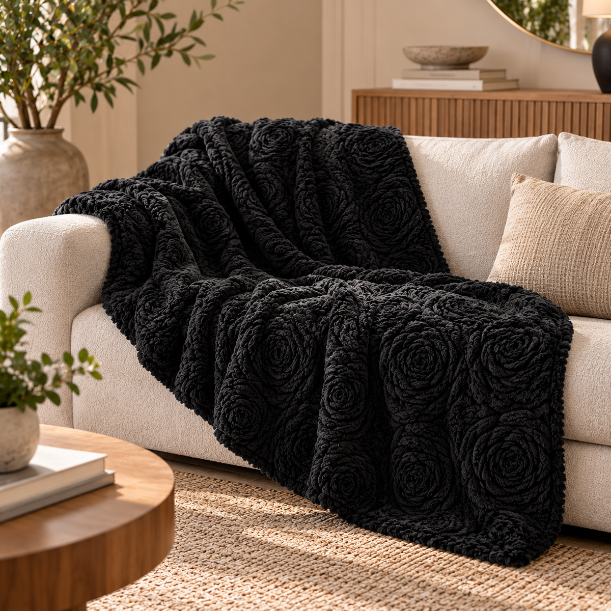 Cosy Rose Blanket - Iron