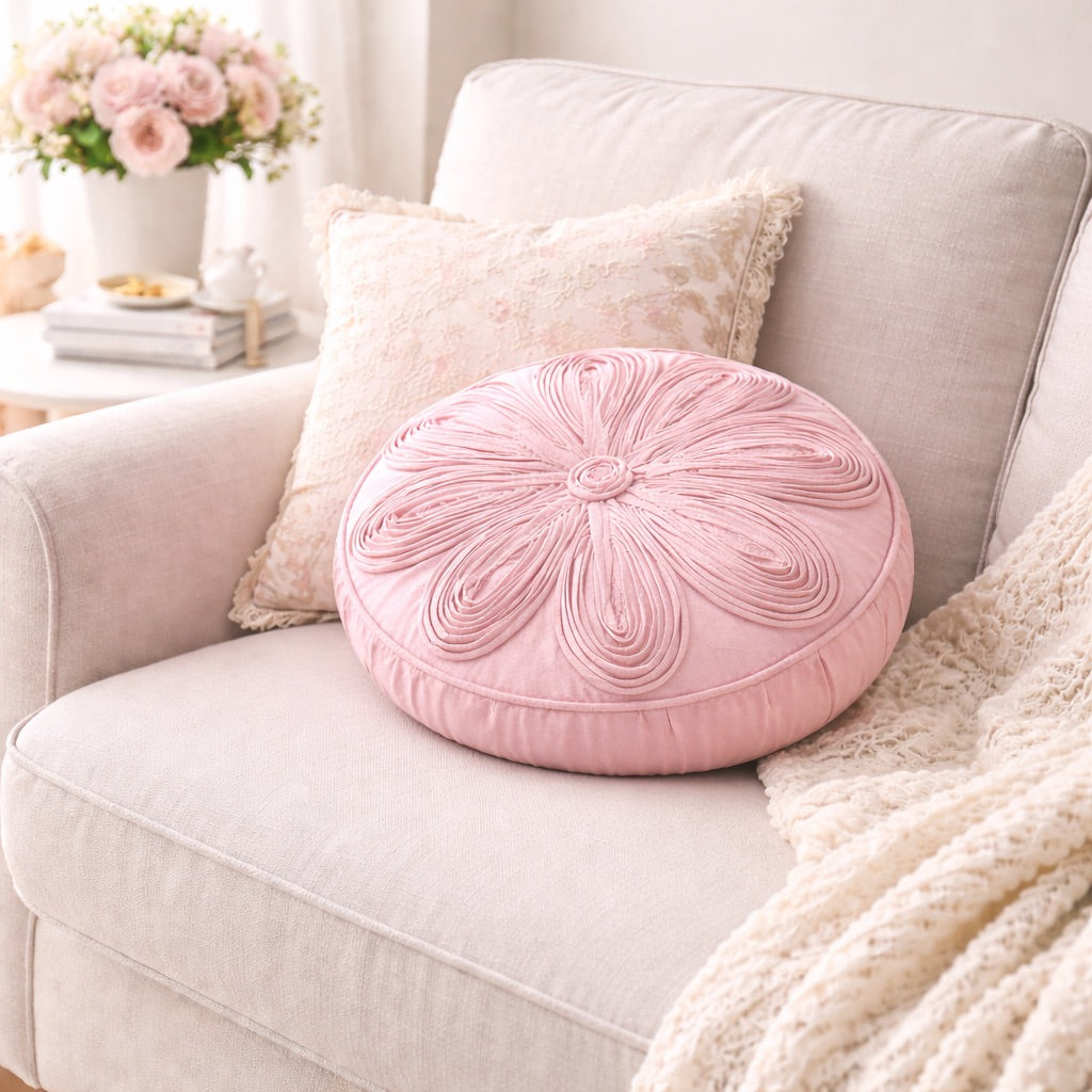 Daisy Round Cushion - Pink