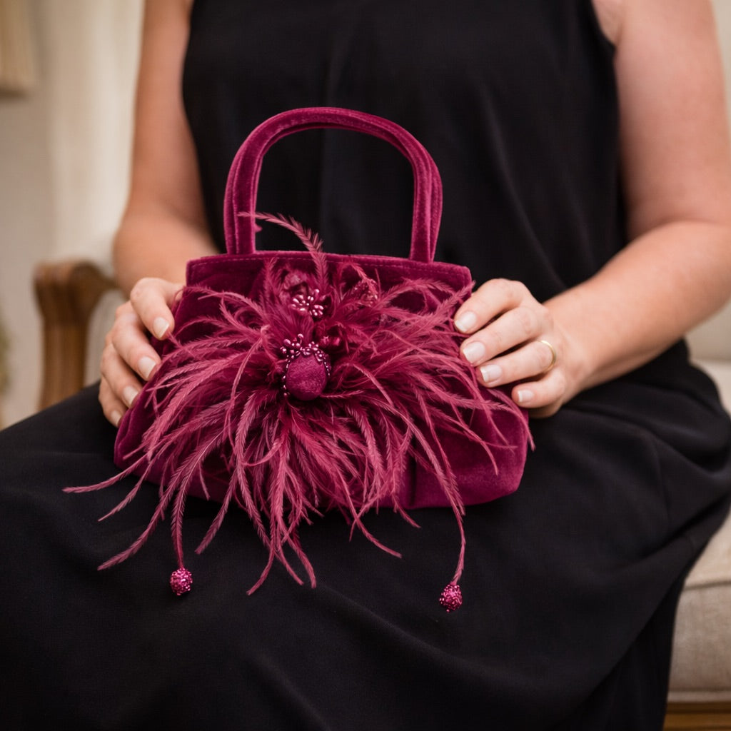 Velour Crushed Nellie Handbag - Rose