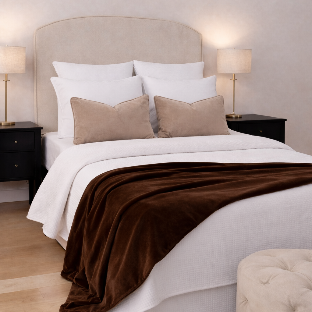 Carla Coco Luxury Velvet Throw - Cocoa