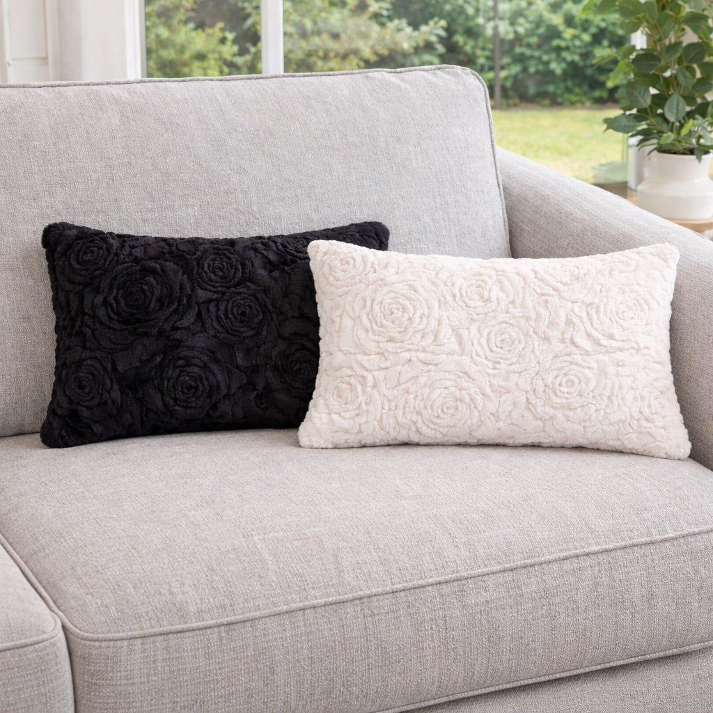Cosy Comfy Rose Cushion - Black
