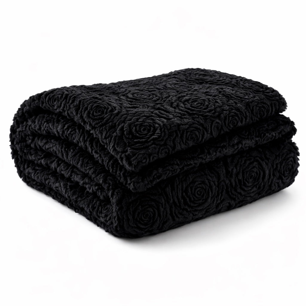 Rose Luxe Cosy Throw - Black