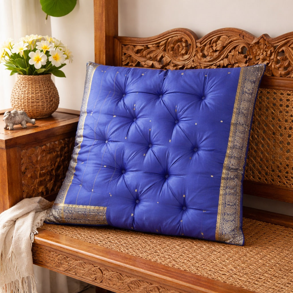 Silk Padded Cushion W60xL60cm - Royal Blue