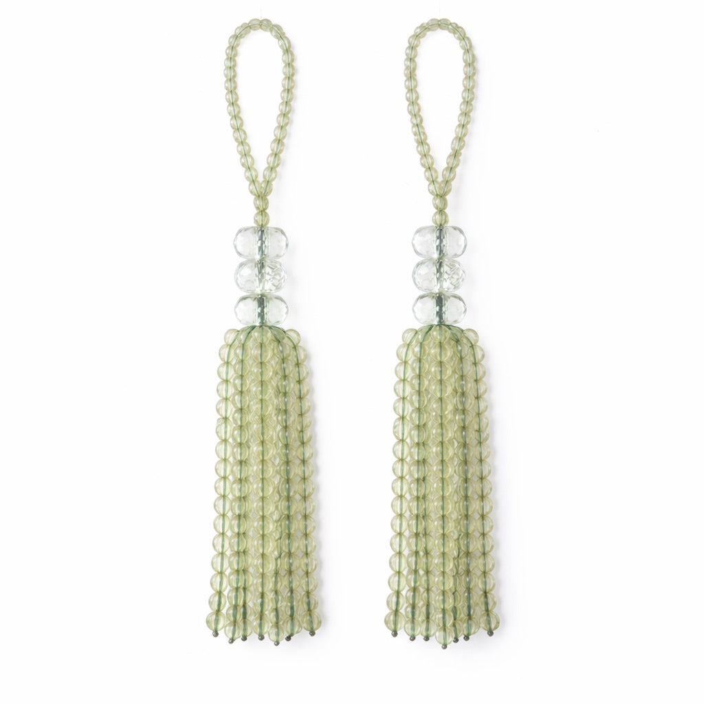Set of 2 Crystal Tassels - Green