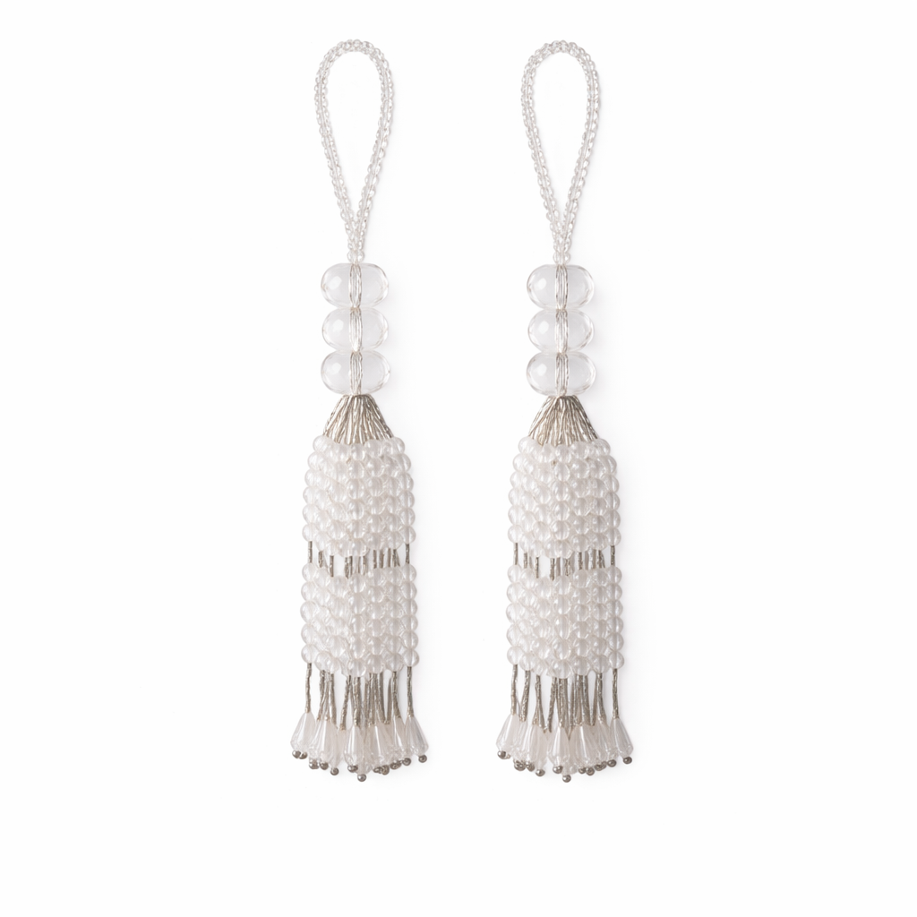 Aurora Beads Tassel Set - White