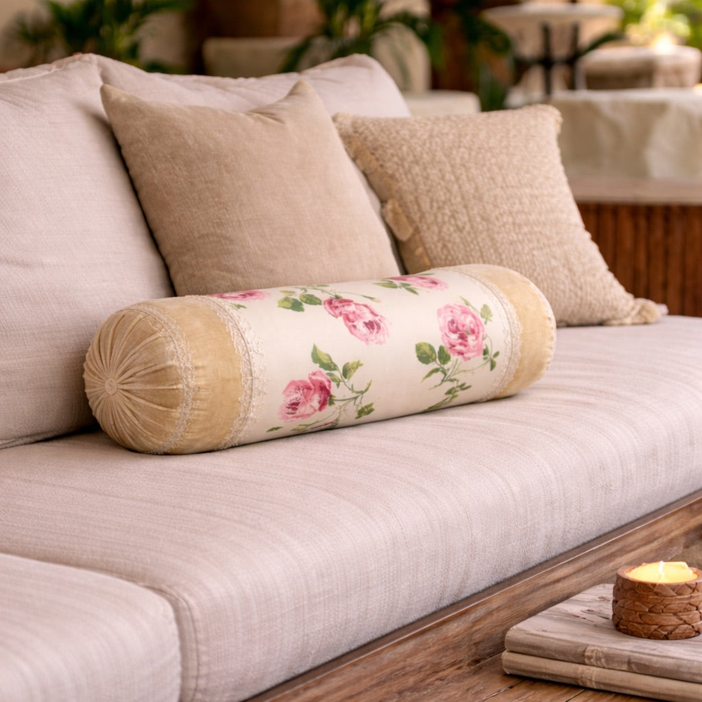 Ã‰lise Floral Bolster - Ivory