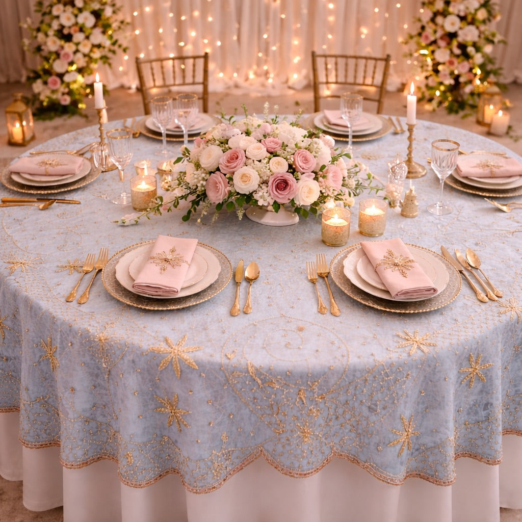 Meher Zardosi Tablecloth - Pale Blue