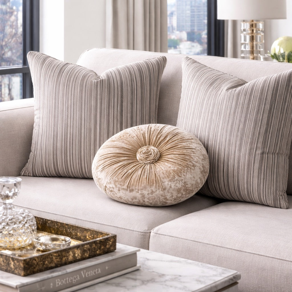 Rosette Fleur Cushion - Sand