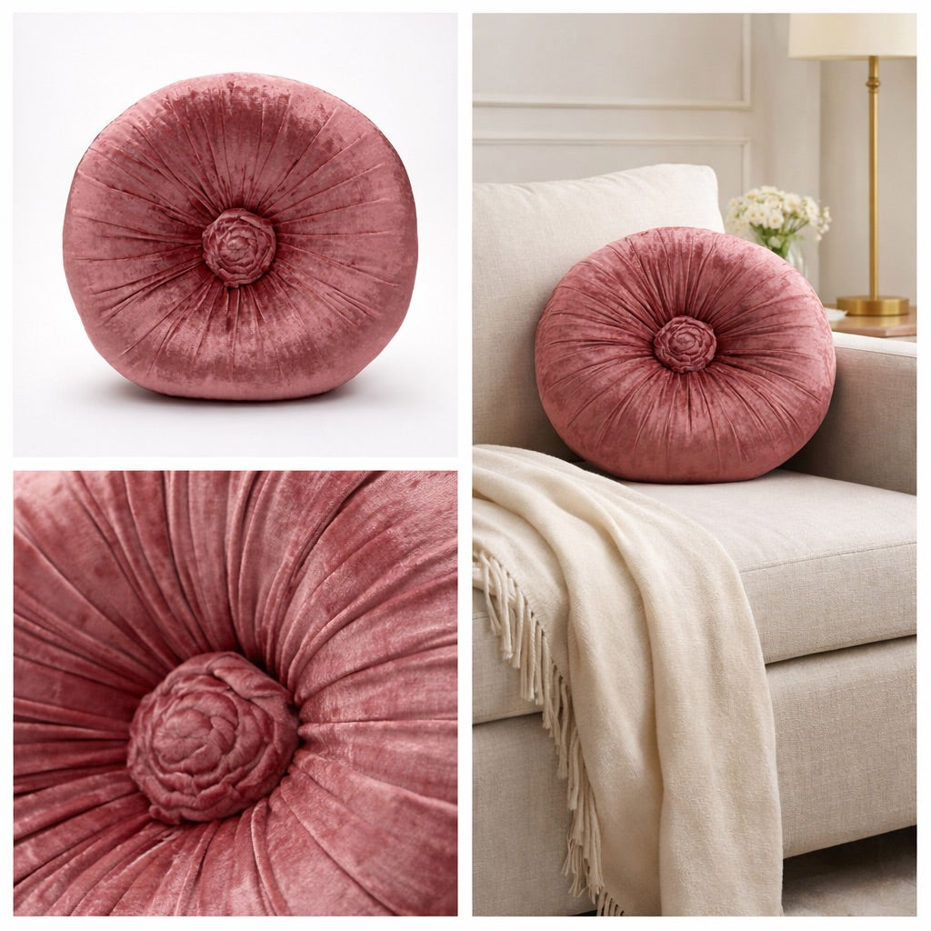 Rosette Fleur Cushion - Raspberry